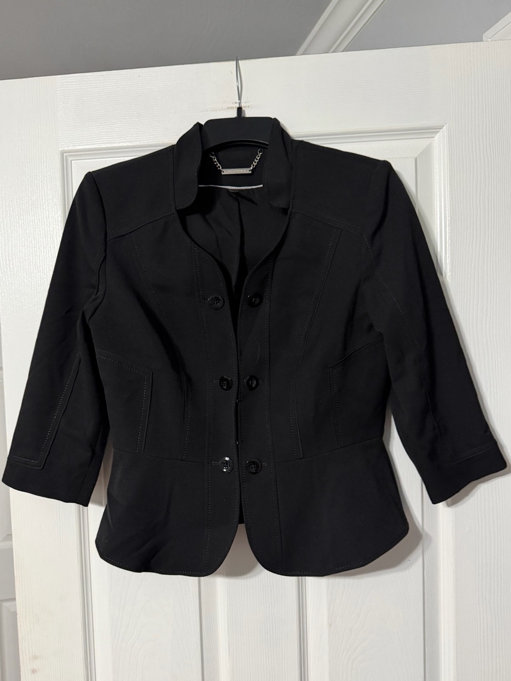 White House Black Market Women's Black Tailored Button-Front Detail Blazer